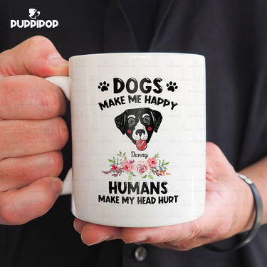 Custom Dog Mug - Personalized Labrador Makes Me Happy Gift For Dad - White Mug